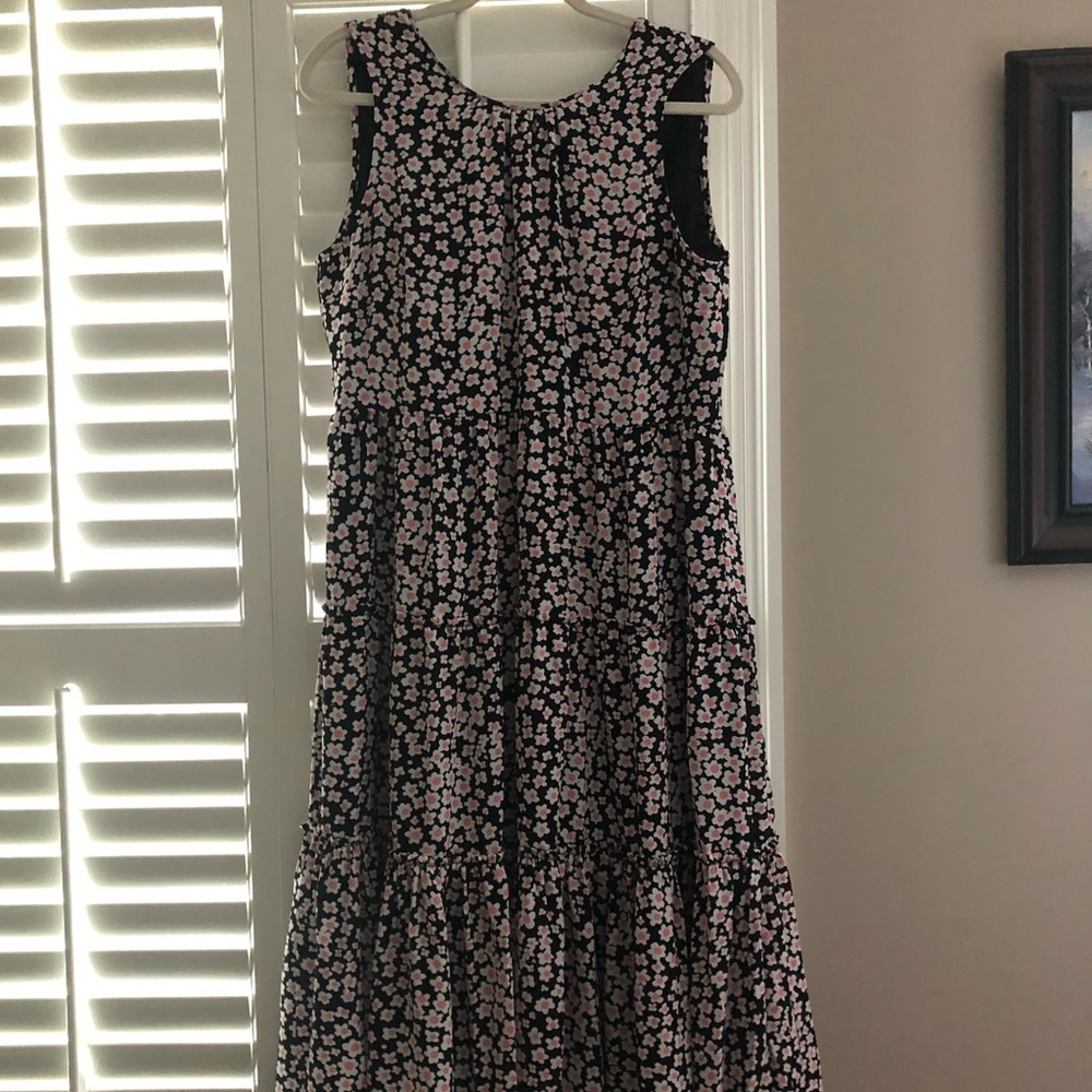 NWT J. Crew Tiered Midi White and Pink Poppy Dress